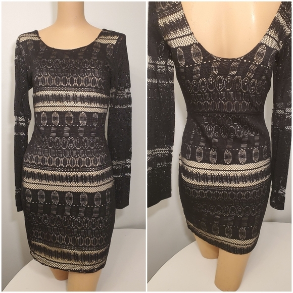 Windsor Dresses & Skirts - Windsor Black Lace Mini Dress w/see-Through Arms